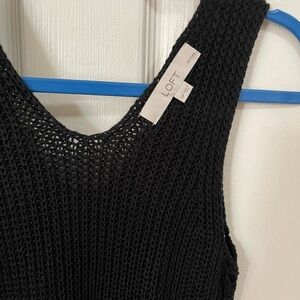 Loft black short sleeve cable knit tank top.